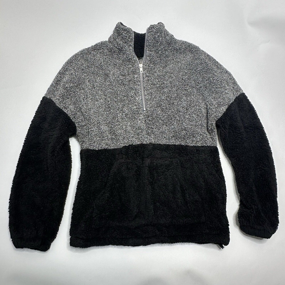 MEROKEETY Women's Long Sleeve 1/3 Zip Sherpa Pullover Fleece Sweatshirt Size S